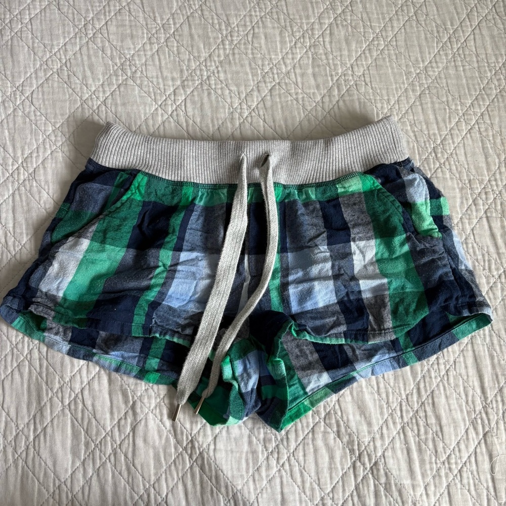 Aire Women’s Gray, Green, and Blue Pajama Shorts Size Small